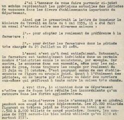 ouvrir dans la visionneuse : 2 vues Rapport de l'inspecteur départemental du travail au préfet sur les congés payés. 25 mai 1939.