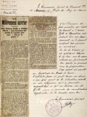 ouvrir dans la visionneuse : 1 vue Rapport du commissariat spécial au préfet sur les usines Geille à Chamalières. 6 juin 1919.