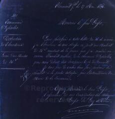 ouvrir dans la visionneuse : 1 vue Envoi de mandat du préfet pour paiement de gratification. 27 mai 1856.