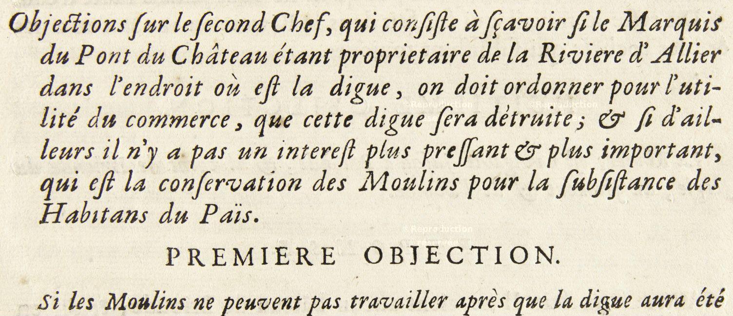 2 vues  - Réponse du marquis de Pont-du-Château contre les marchands fréquentant l\'Allier. 1732. (ouvre la visionneuse)