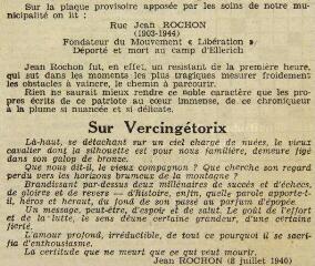 ouvrir dans la visionneuse : Le MUR d'Auvergne (extrait d'un article sur Jean Rochon), 27 juillet 1946.