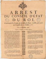 1 vue [1760 /12/22] Arrest / du conseil d'Etat / du Roi, / concernant la Loterie de la ville de Paris (...). Paris, imprimerie Royale, 1760 - 56 x 44cm